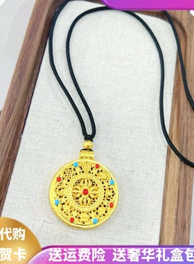 韦雪同款镶钻金刚杵八宝罗盘吊坠金色福运吉祥挂坠项链毛衣链送礼