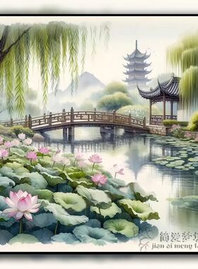2026新款线绣十字绣新中式意境风景客厅手工自己刺绣diy钻石贴画