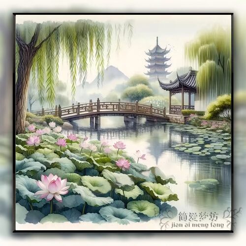 2026新款线绣十字绣新中式意境风景客厅手工自己刺绣diy钻石贴画
