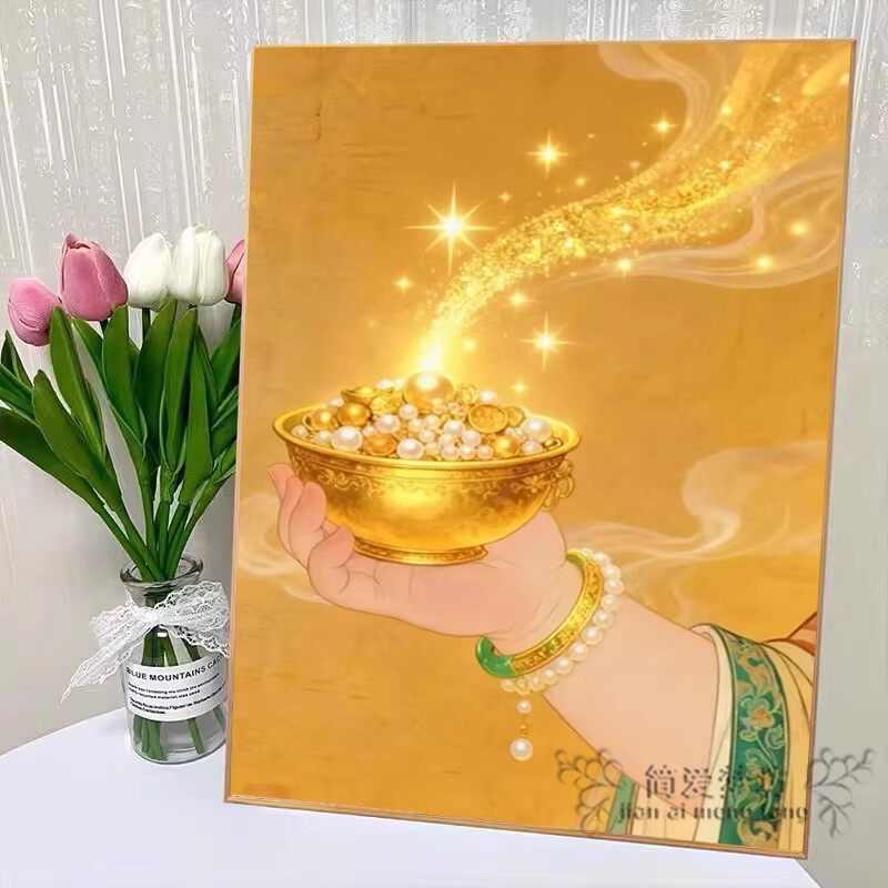 十字绣2026新款线绣客厅高端招财元宝佛手简单手工自制刺绣钻石画