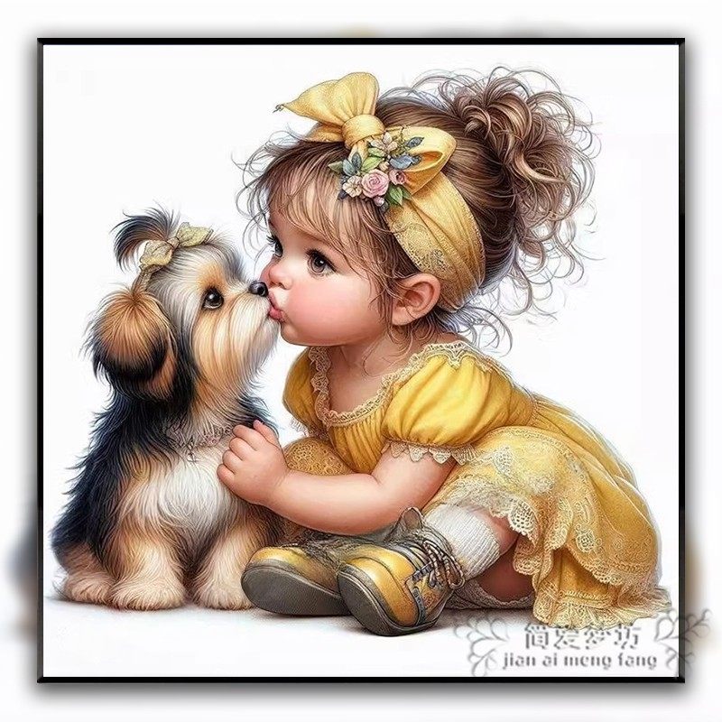 甜蜜一吻十字绣2025年新款线绣女孩人物客厅手工满绣自己diy刺绣