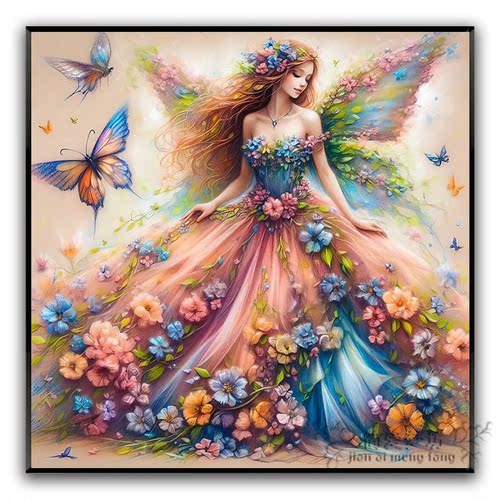 印花十字绣2026新款客厅线绣蝴蝶精灵女孩自己绣小件刺绣钻石贴画
