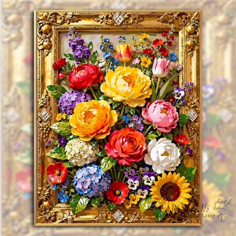 浪漫花团锦族十字绣套件2026新款满绣客厅欧式花卉刺绣钻石画满钻