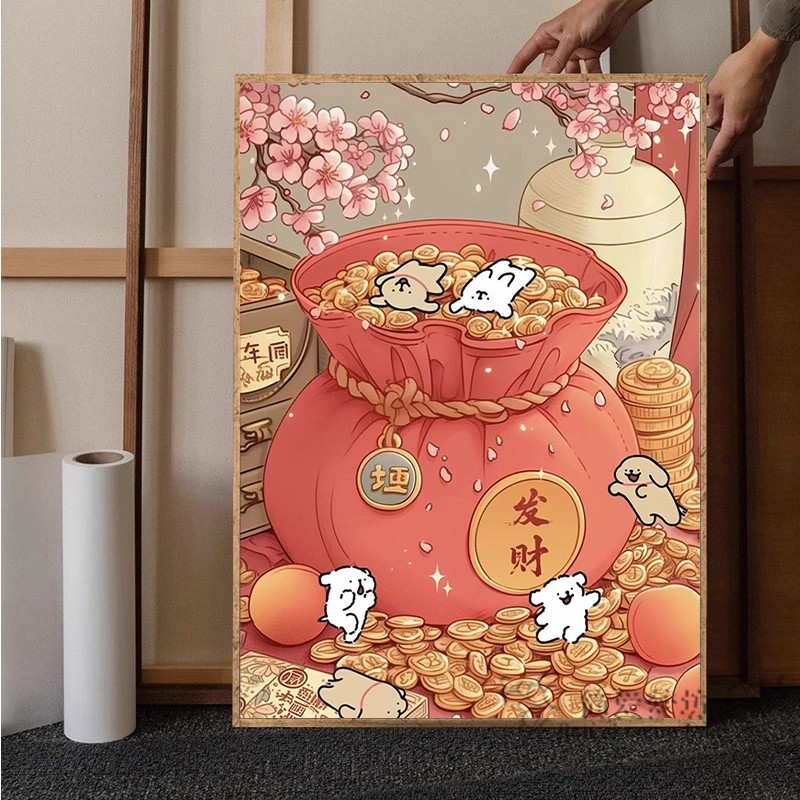 高端十字绣满绣2025新款财源滚滚线条小狗简单diy自制刺绣钻石画
