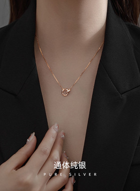 925纯银莫比乌斯环爱心项链女轻奢小众设计感高级锁骨链ins新款潮