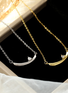 925纯银百搭星月项链女轻奢月牙帆船小众锁骨链简约时尚ins冷淡风