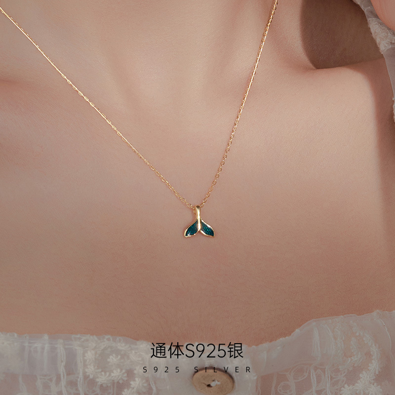 S925银鱼尾项链女简约个