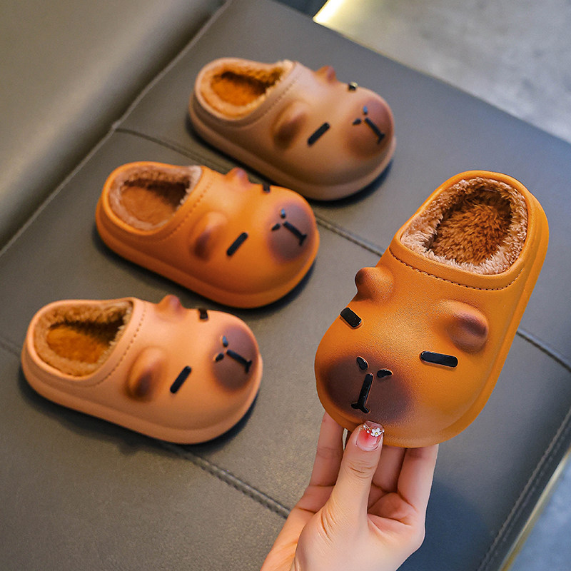 冬卡通可爱防滑防水男女童棉拖鞋
