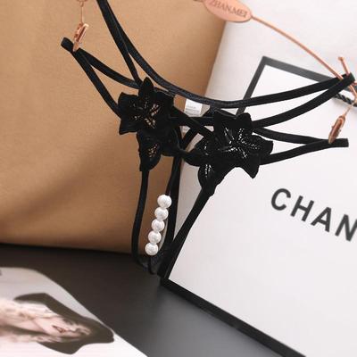 Poblador Women's Panties Sexy Lingerie Pearl Thongs Crotch O