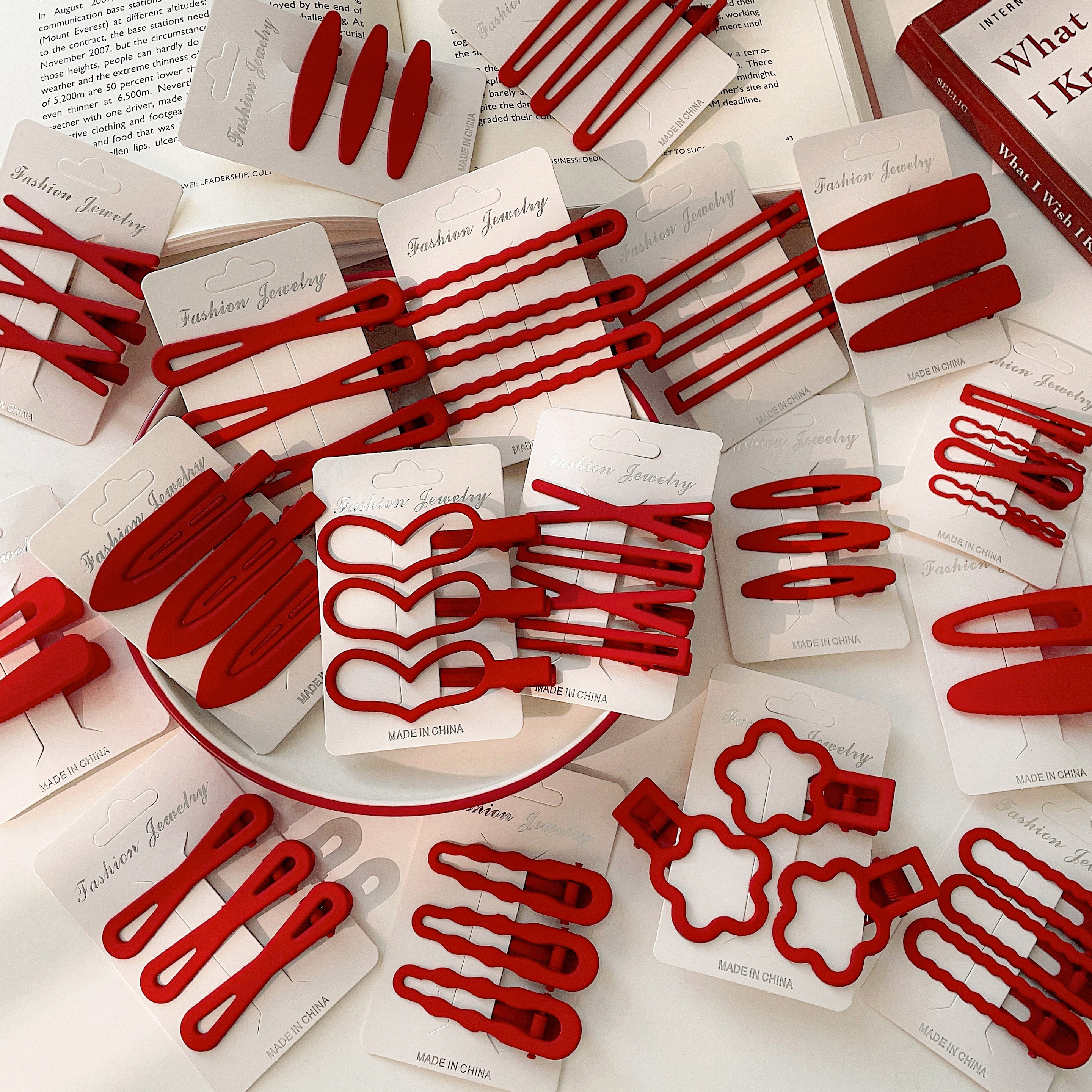 新年2025新款高端红色刘海发夹女无痕侧边碎发发卡后脑勺夹子头饰