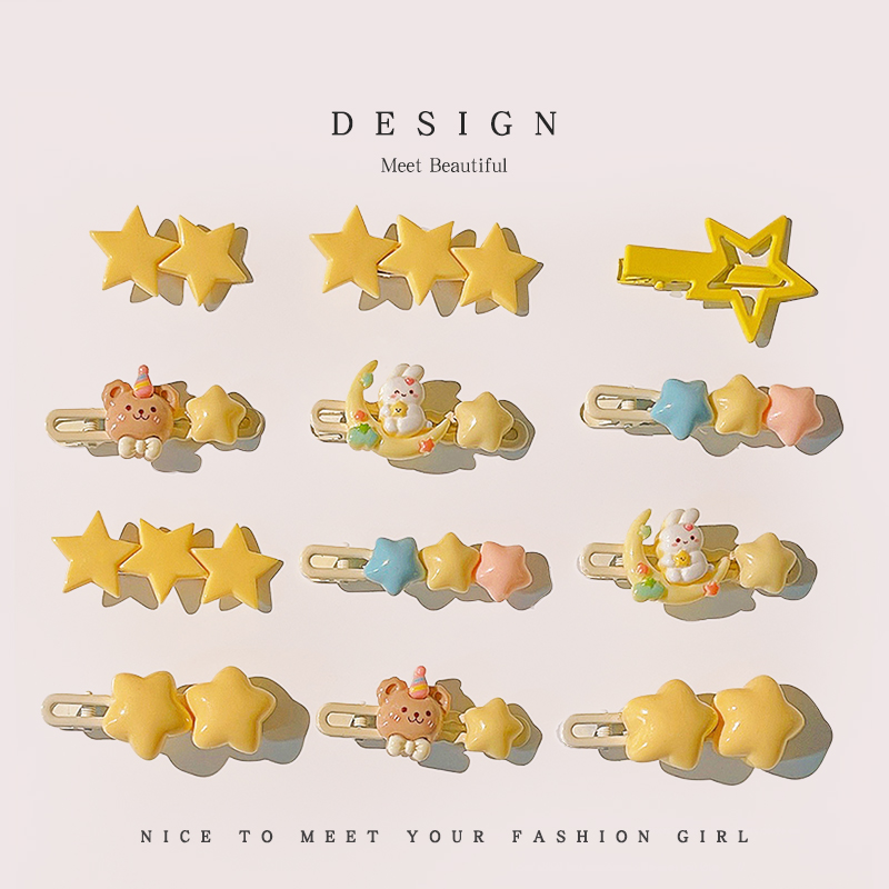 可爱星星小兔发夹侧边刘海夹