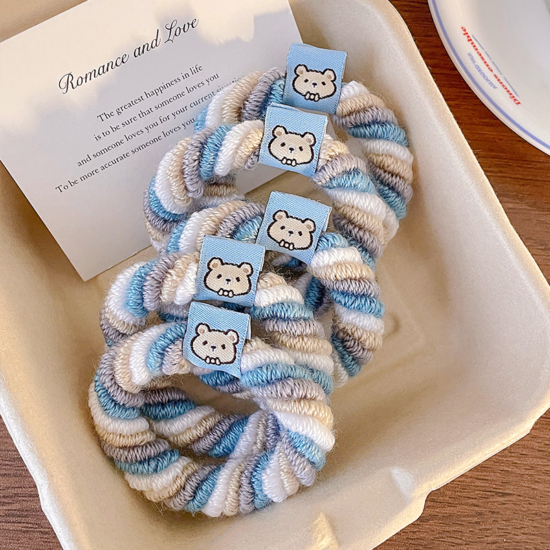 可爱蓝色小熊加粗发绳高弹力头绳