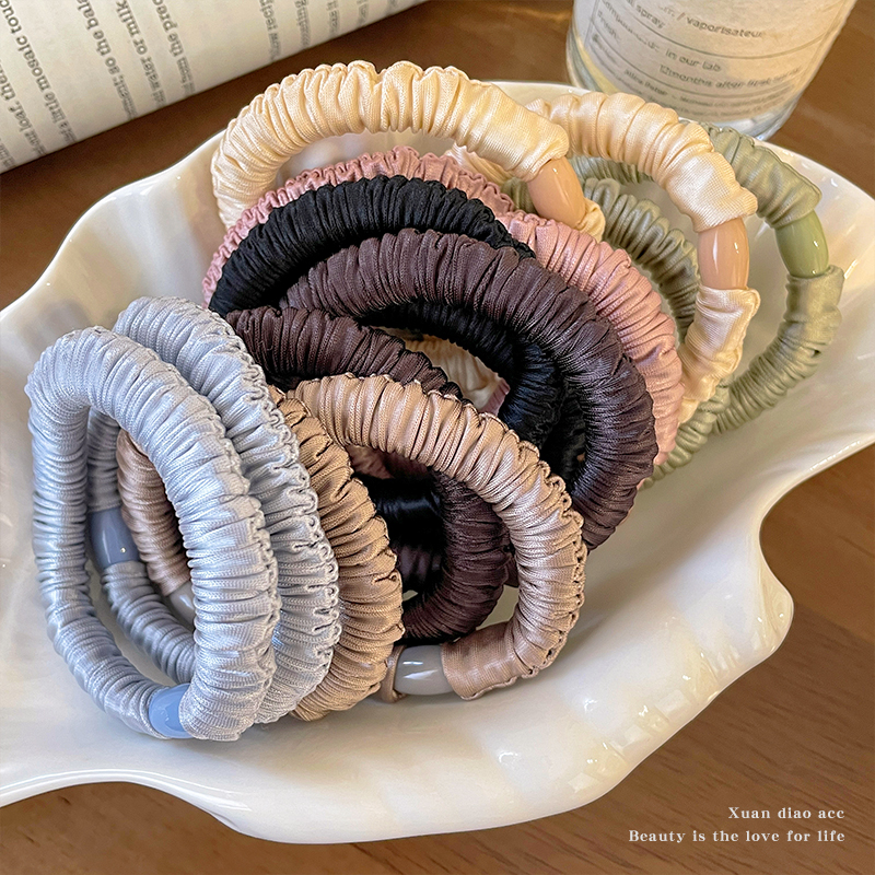 气质咖色缎面小肠发圈高弹力头绳