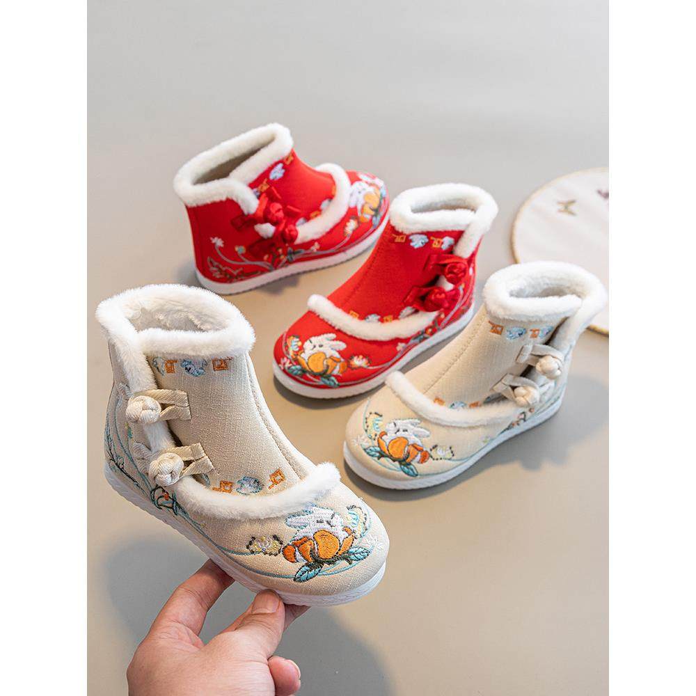 女童汉服靴子冬季加绒汉服鞋古装儿童绣花鞋古风宝宝配马面裙棉鞋,童鞋/婴儿鞋/亲子鞋,儿童汉服鞋,淘宝优惠券,粉丝福利购,淘宝优惠卷