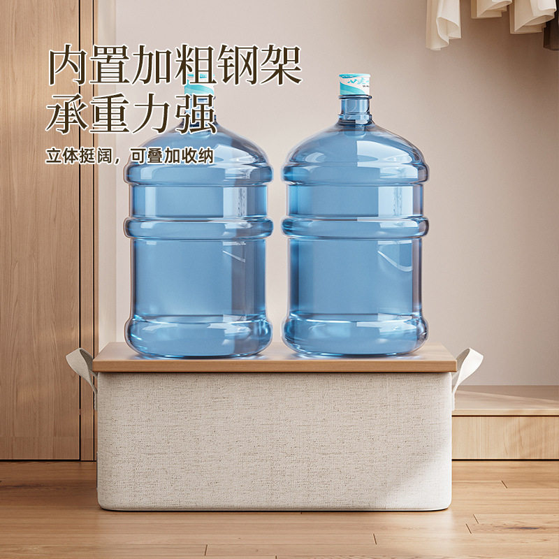 天山棉麻本布提手收纳盒布艺折叠可水洗喷塑钢架抽屉式衣物收纳筐