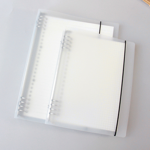 8孔活页本外壳金属夹不硌手横线方格空白60张学生笔记本文具考研可拆替芯本子简约外壳带绳日记本加厚100g纸