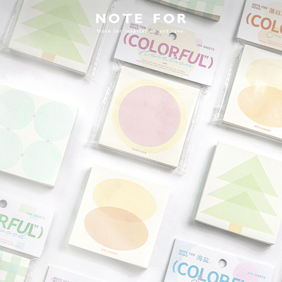 NOTE FOR 100张奶油系便签本《彩色软糖簿》简约ins清新格纹高颜值手帐便签留言备忘记事素材小本子无粘性