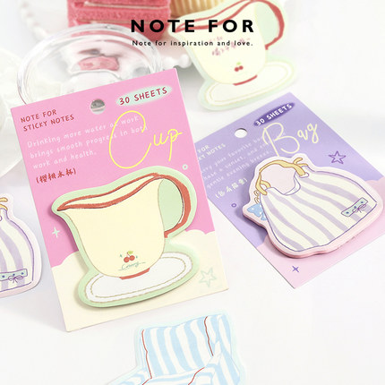 NOTE FOR 高颜值便利贴《塞纳晚风》法式生活ins百搭盐系彩铅装饰手帐拼贴素材便条纸有粘性便签本学生专用