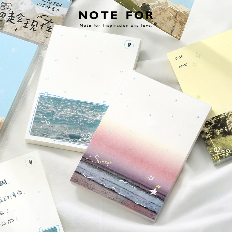 NOTE FOR 80张便签《记录吧趁现在》摄影风景ins简约线条氛围感手帐素材纸备忘记事留言便签本无粘性便条纸