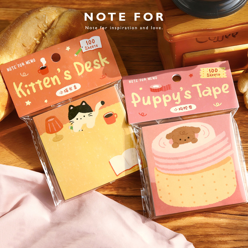 NOTE FOR 100张高颜值便签本《软芙芙小记》日系微秋冬手帐元素温暖蜡笔风格装饰手帐拼贴素材初中生专用