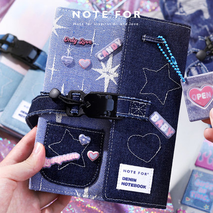 NOTE FOR A6per活页牛仔手帐套装《丹宁日记》文艺青年布衣面A6活页本牛仔手帐本2026高颜值笔记本活页日记本
