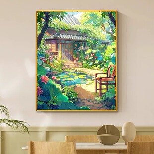 幽静林间小屋2024新款线绣精准印花十字绣钻石画手工线绣挂画满绣