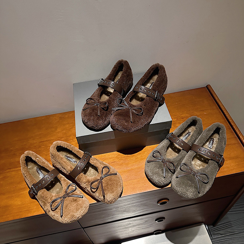 【花花推荐】TS一脚蹬加绒加厚毛毛保暖时尚单鞋女MTB57865B-X,女鞋,棉鞋,淘宝优惠券,粉丝福利购,淘宝优惠卷