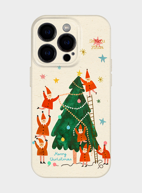 小红人与圣诞树 适用iPhone17系列苹果16promax手机保护外壳15冬天节日氛围感14女生可爱趣味13不会撞壳艺术