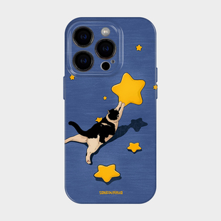 顽皮猫 15plus可爱少女心14趣味艺术13美术生12小众不会撞壳全包软壳 适用iPhone苹果16promax手机壳女生新款