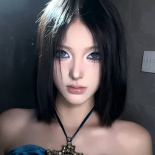 减龄中分一刀切波波头假发套自然仿真全头套式 假发短发女夏季 薄款