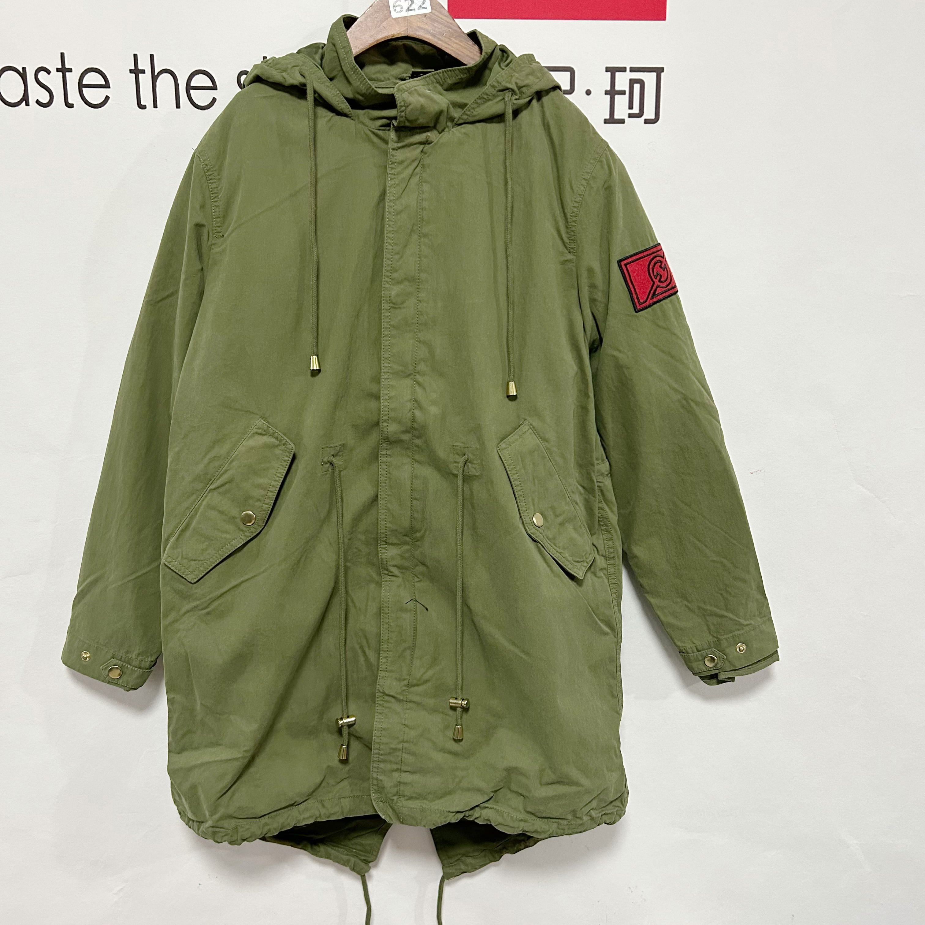 【不退换】男女同款鱼尾连帽风衣中长款轻盈保暖棉服两件套外套