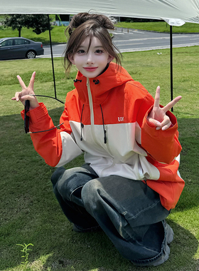 UHMU风暴橙冲锋衣女三合一秋冬进藏防风外套防水防暴雨户外登山服