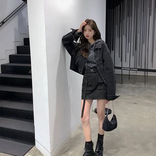 短款 bf黑色新款 2020牛仔外套女港風韓版 夾克 春秋學生寬松潮蝙蝠袖