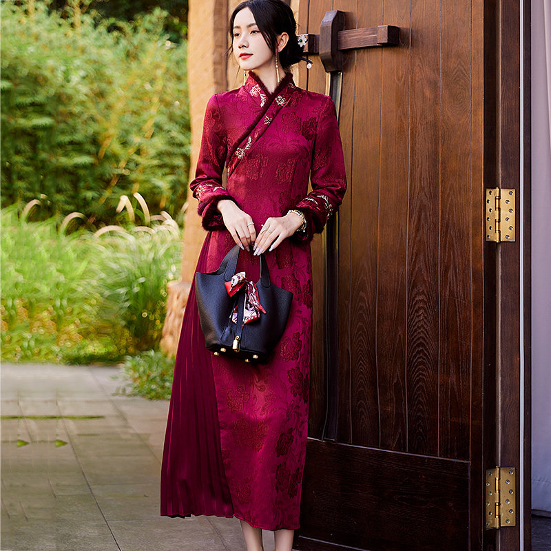 旗袍改良版新中式国风女装年轻款气质高端喜婆婆妈妈装婚宴连衣裙