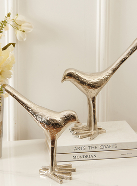 简约现代轻奢创意银色动物小鸟摆件样板间酒店电视柜玄关桌面摆设