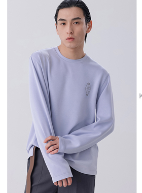 KUYIOU/前侧造型塞角开叉 丝滑莫代尔圆领宽松打底长袖T恤男 T09