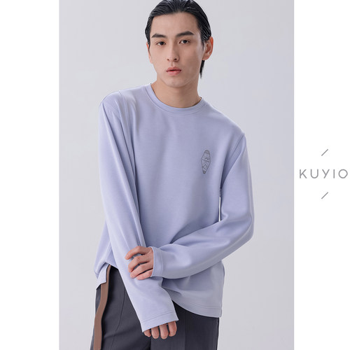 Kuyiou莫代尔前侧开叉打底T恤