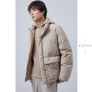 加厚外套保暖面包羽绒服男 90%鸭绒宽松廓形韩版 KUYIOU 设计师款