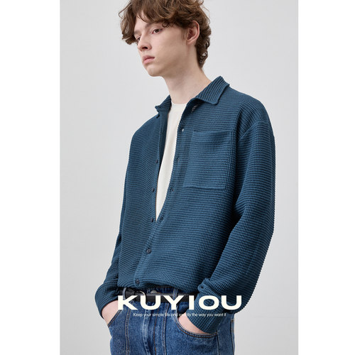 KUYIOU华夫格针织开衫