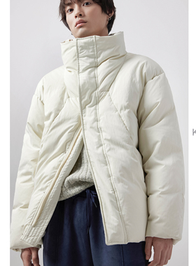 KUYIOU/抗污防泼水 烟囱领雾面重磅厚款挺廓90绒羽绒服外套男 Y04