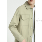 设计师款  韩版 挺阔纯棉明辑线口袋工装 KUYIOU 翻领短款 夹克外套男
