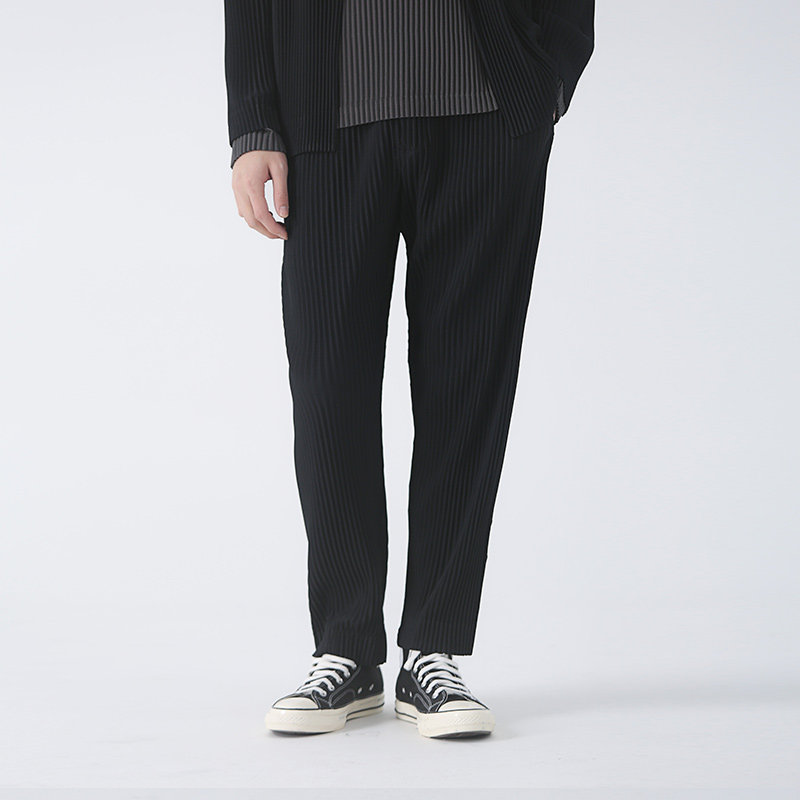 thumbnail for KUYIOU/Lifetime pleated handmade three times pressure pleated elastic waist loose JF150 wide-leg straight casual pants men