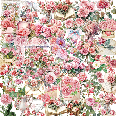 花卉素材贴纸PET手账咕卡装饰贴