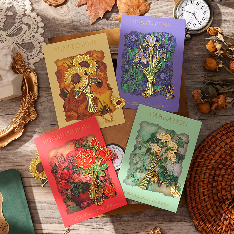 创意花朵金属书签学生笔记阅读标签装饰书页夹高颜值玫瑰向日葵标记书扣儿童节日礼物生日伴手礼纪念小礼品