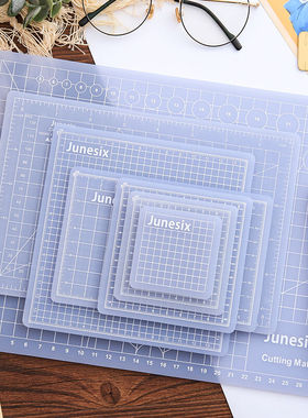 日式简约双色双面手工切割板迷你透明A4手帐和纸胶带diy介刀垫板裁纸垫粘土压泥板橡皮章手工桌面广告裁切板