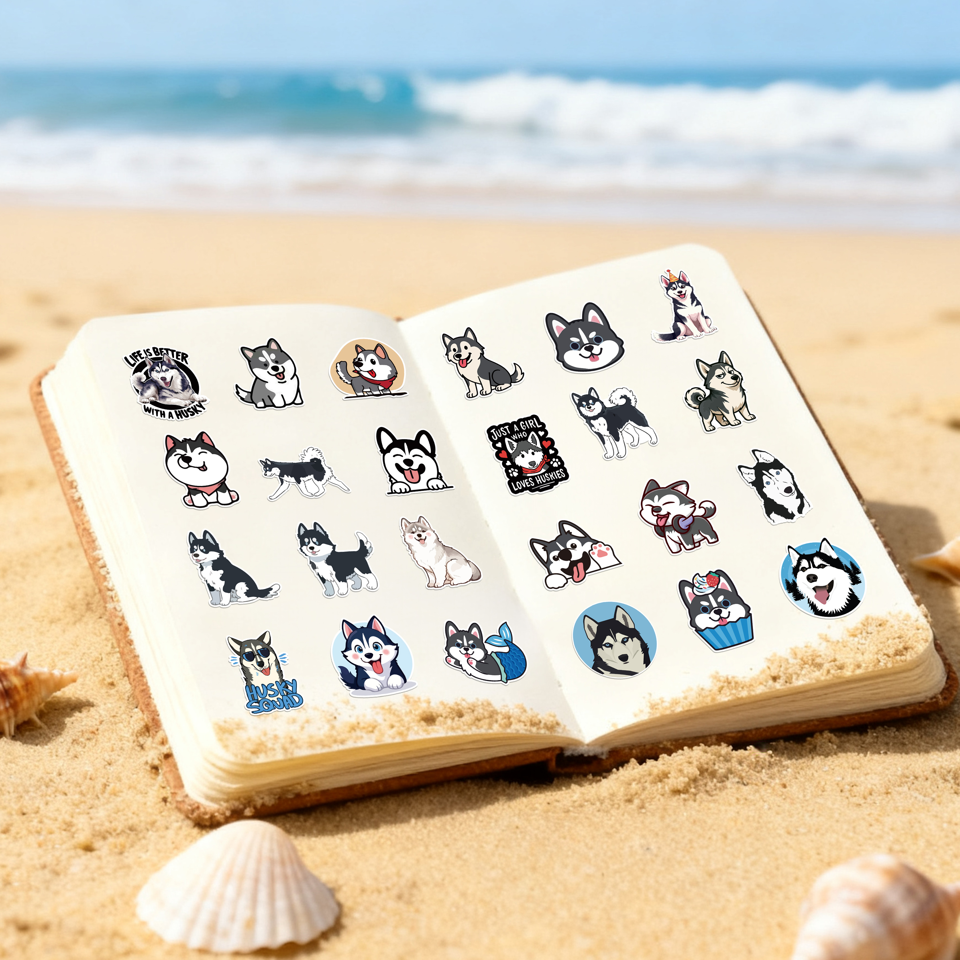 可爱狗狗贴纸卡通不干胶贴画