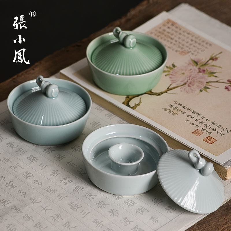 张小凤青瓷砚台带盖不干墨墨盘