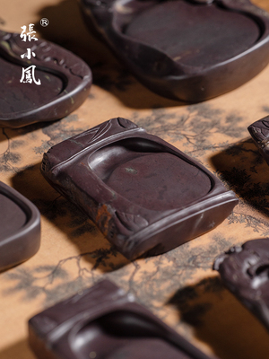 张小凤孤品端砚肇庆天然原石可研墨中国风雕刻山水专业端溪名砚精