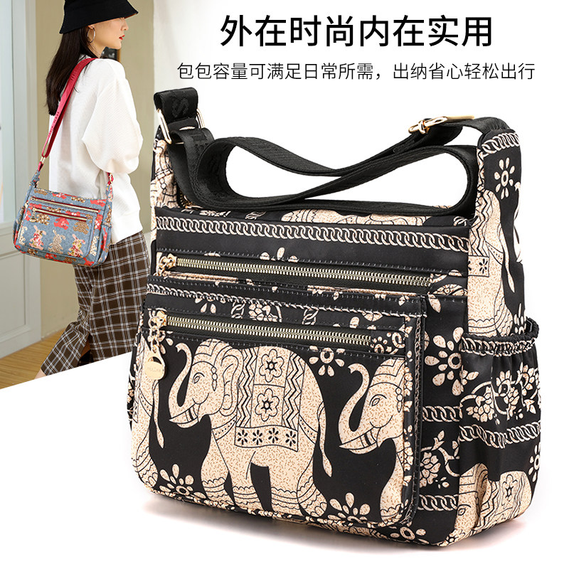 日本老人帆布包大容量奶奶斜挎包