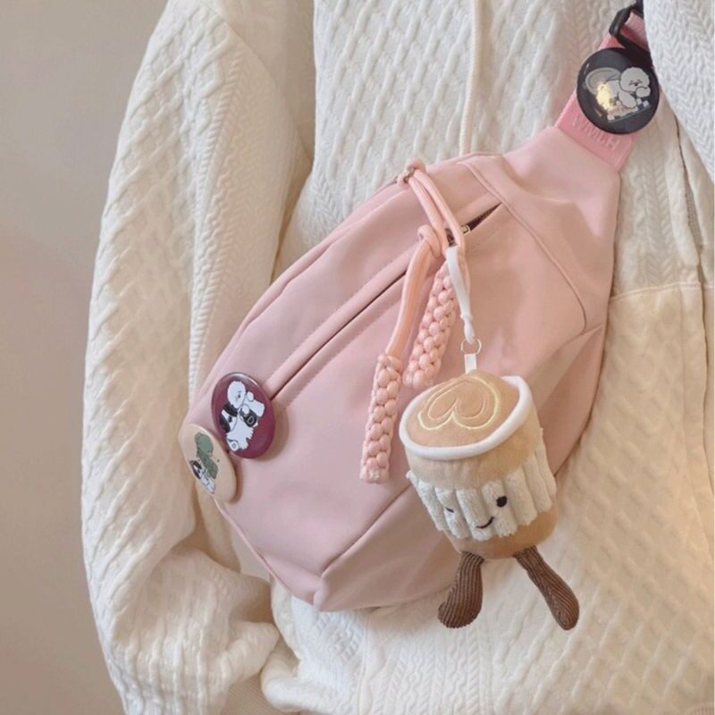 日本女士胸包休闲尼龙布包包女新款潮斜挎包胸包小众百搭ins腰包